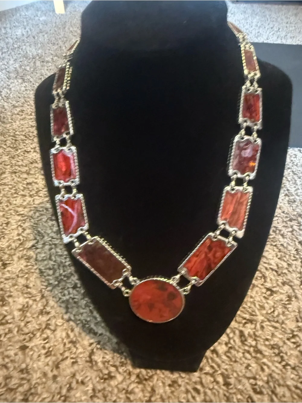 Red Statement Link Necklace - Women Jewelry 10
